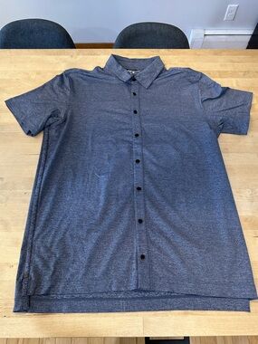 Nike Men's Golf Short-Sleeve Button-Down Shirt in Heather Navy